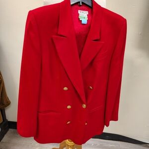 Talbots Women's Red Blazer with Gold Buttons